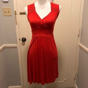 Banana Republic Burnt Orange Dress w/ Bronze Studs